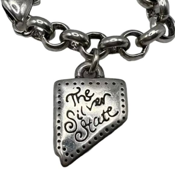 BRIGHTON VIVA LAS VEGAS NEVADA STATE SILVER Casino Dice Plated Charm‎ Bracelet - Picture 6 of 8